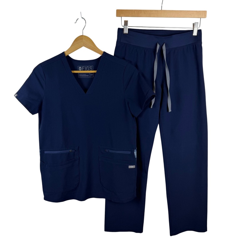 Figs Technical Scrub Set Size XXSP Blue Accra Top Livingston Pants Medical Comfy